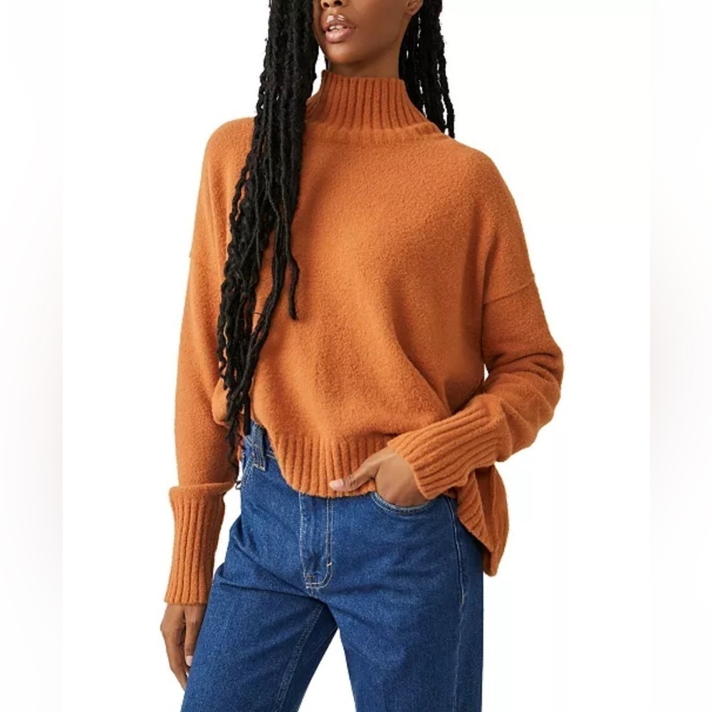 Free People Vancouver Turtleneck Sweater in Pumpkin Pie
